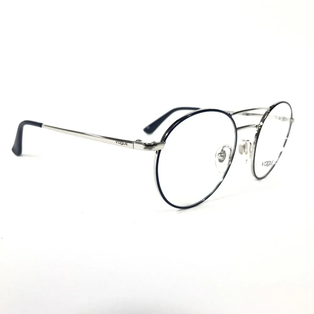 Vogue Eyeglasses Frames VO4059 5059 Blue Silver Round Full Wire Rim 48-19-135